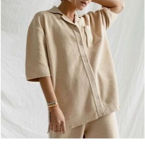 James street Co cotton cashmere button camp shirt